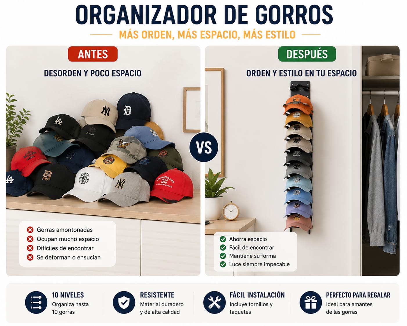 ORGANIZADOR DE GORRAS