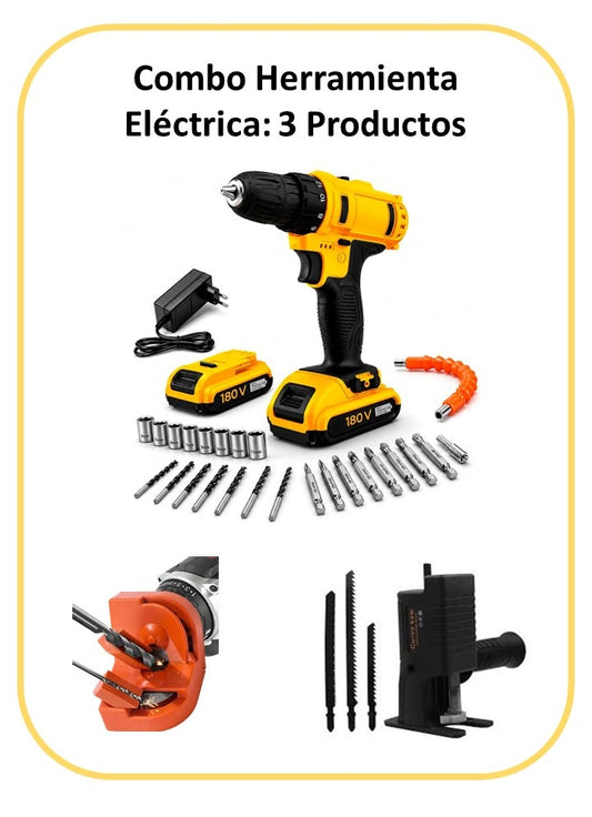 Combo Herramienta Eléctrica: 3 Productos (Taladro/Amolador/Sierra)