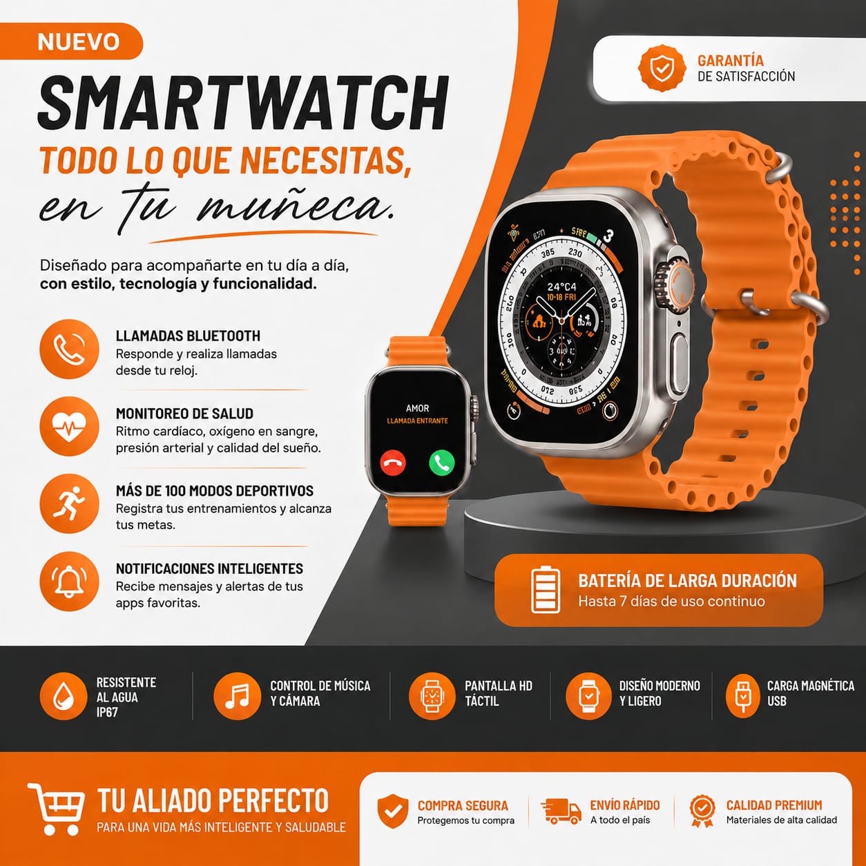 Reloj Smartwatch Naranja