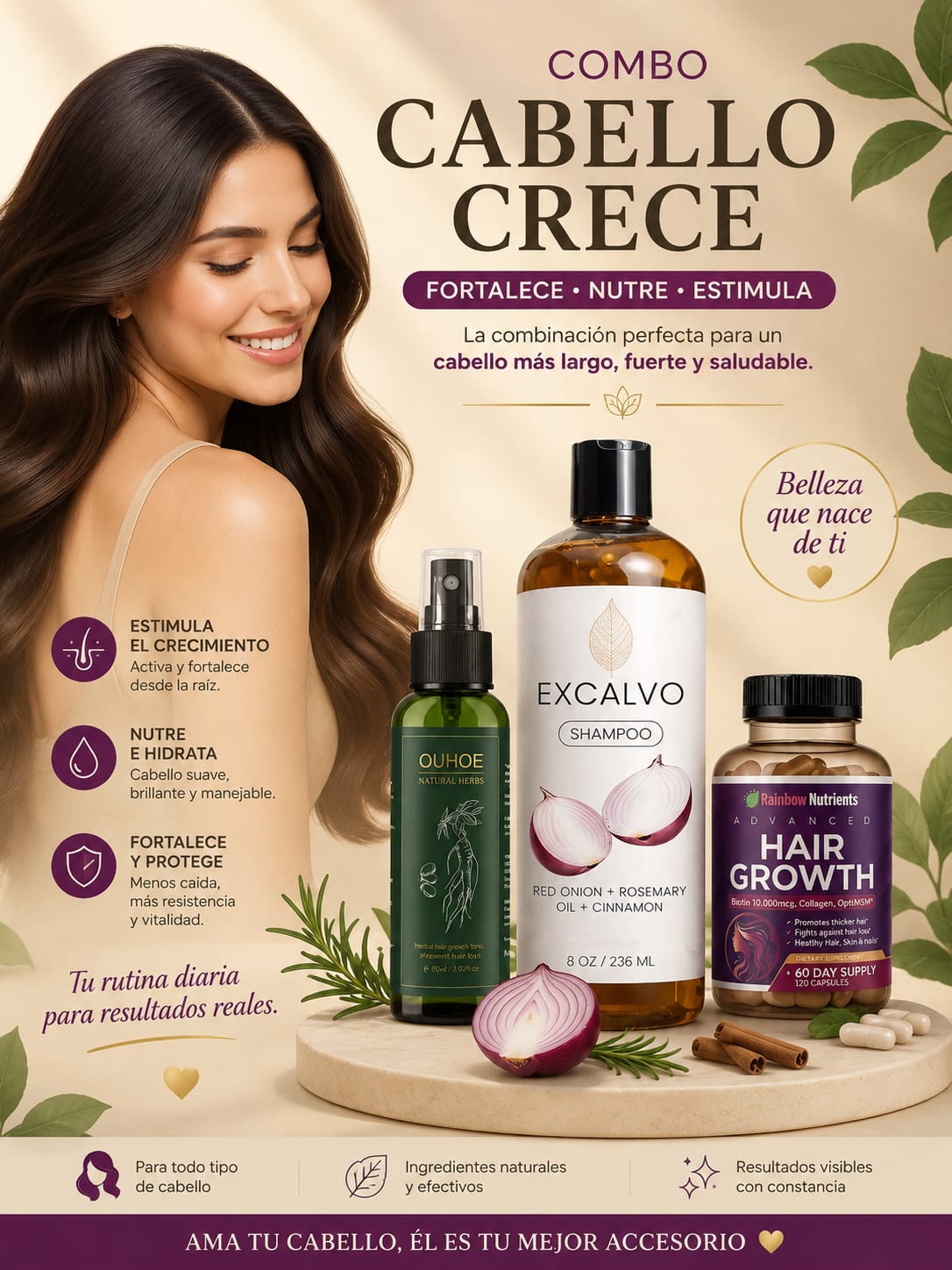 Combo Cabello Crece para Dama